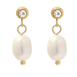 18K Gold Freshwater Pearl Drop Earrings